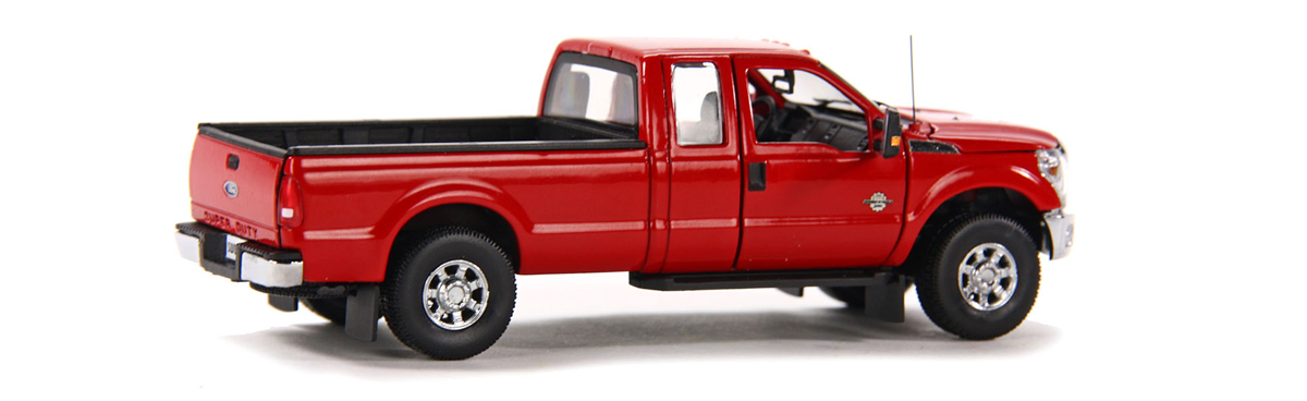 ford f250 pickup truck w/super cab & 8ft bed - red w/chrome