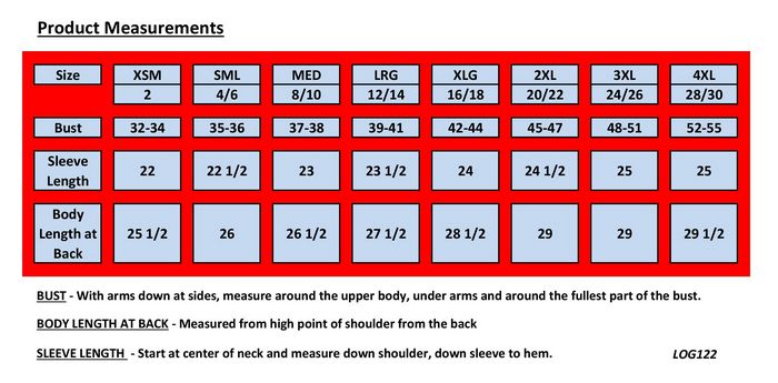 ogio polo size chart