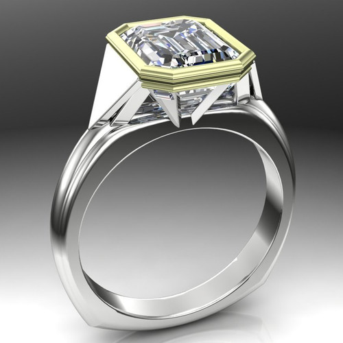 Egyptian Deco Engagement Ring | Emerald Cut 2.5ct Diamond