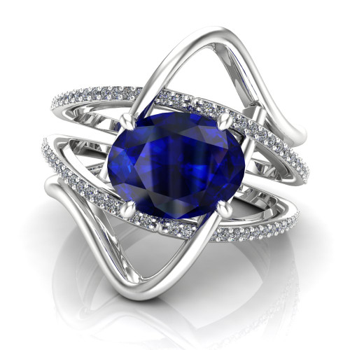 Oval Crisscross Sapphire Engagement Ring