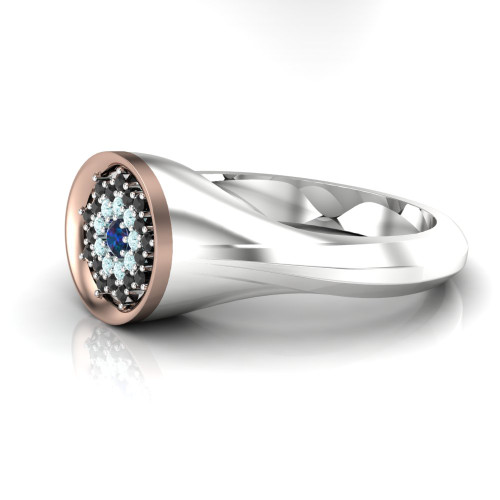 Signet Style Floral Custom Engagement Ring