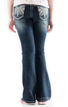 Girls Grace in LA Jeans, Green and Orange Feather Pocket