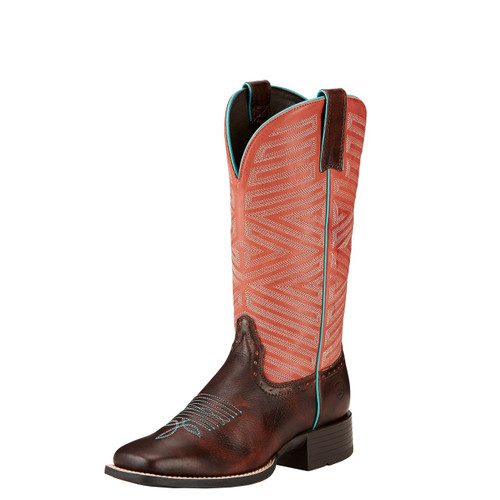Women's Ariat Boot, Dark Brown w/ Turqoise Stitch