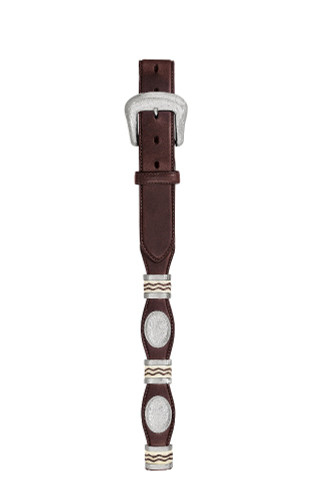 Men's Tony Lama Belt, Brown Scalloped, Conchos/Rawhide