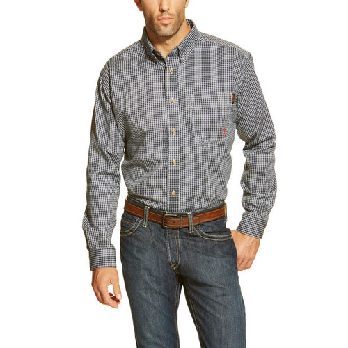 Men's Ariat L/S, FR Blue Plaid