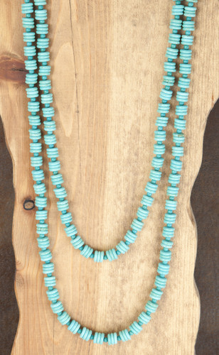 West & Co. Necklace, Turquoise Disk Beads, 2 Strand