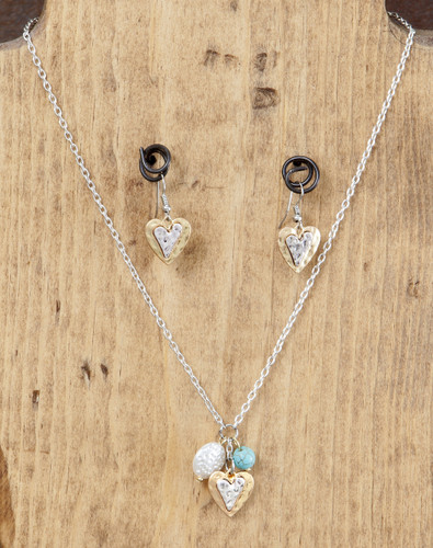West & Co. Necklace and Earrings, Gold and Silver Heart Charms