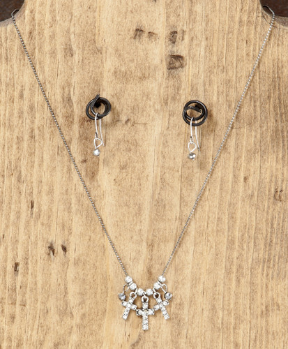 West & Co. Necklace and Earrings, 3 Silver Crosses
