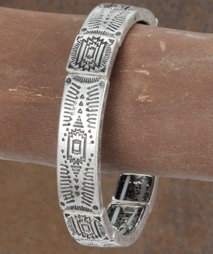 West & Co.Bracelet, Silver with Aztec Imprint