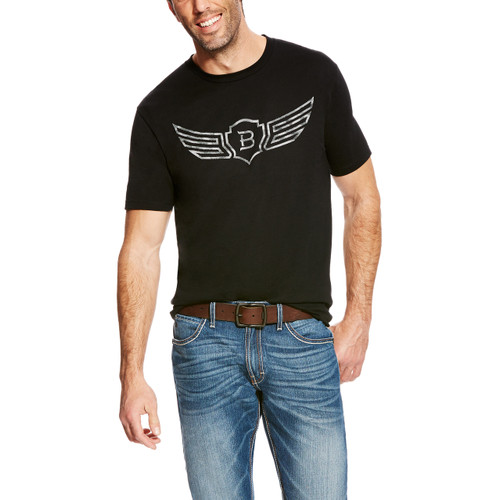 Men's Relentless Tee, Black with Metal Gray Logo