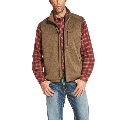 Men's Ariat Vest, Caldwell, Full Zip, Fossil Brown