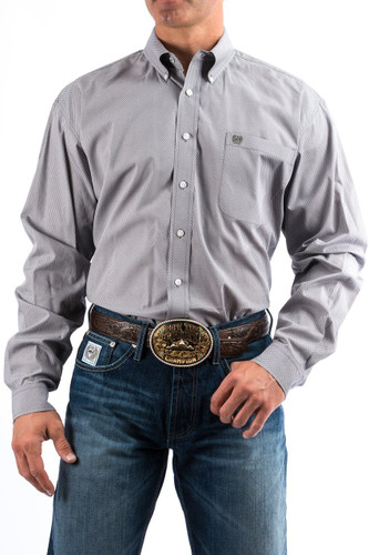 Men's Cinch L/S, Gray with White Print