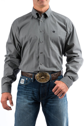 Men's Cinch L/S, Gray with Black Print
