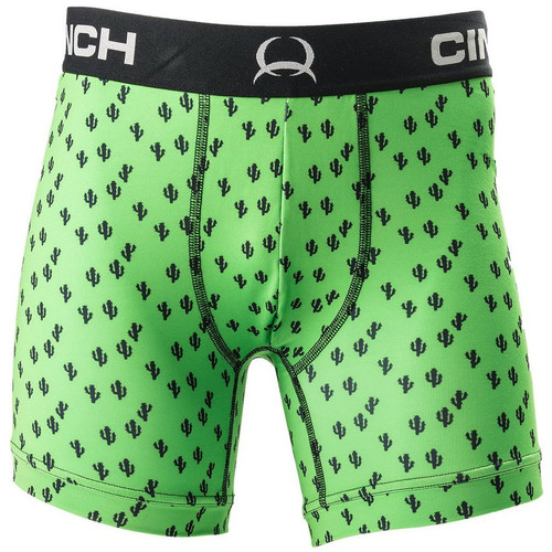 Men's Cinch Briefs, Print, 6", Green with Cactus