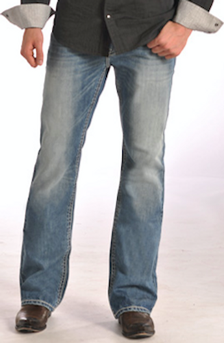 Men's Rock & Roll Jeans Relax Bootcut, Medium Vintage Wash, "V" Pocket