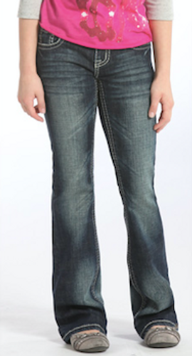 Girls Rock & Roll Jean, Medium Wash, Silver Stitching