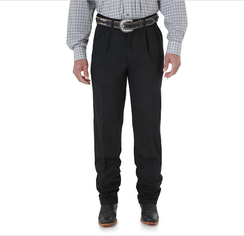 Men's Wrangler Riata Pants, Black, Twill Pleated Front