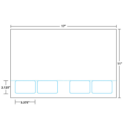 8.5" x 11" Sheet with Two Integrated Cards on 11" x 17", White 10 Mil. Synthetic Paper, 100 Sheets, 400 Cards/Pack