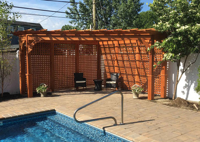 pergola triangle cedar western sided triangular walls height lattice