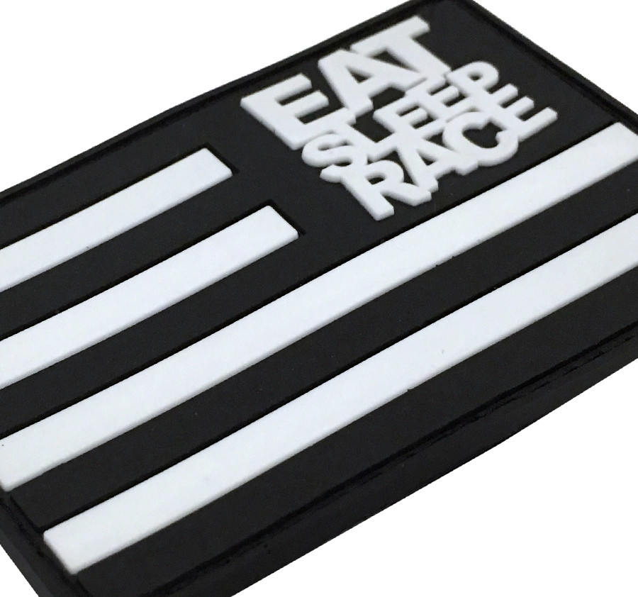 Rubber Velcro Flag Patch Black/White Eat Sleep Race