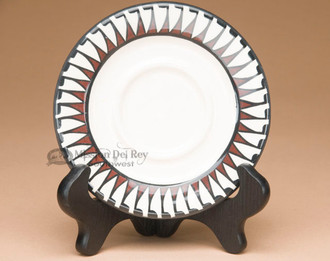 Native Hand Painted Pottery Plate & Stand 5.5\ Native Hand Painted Pottery Plate & Stand 5.5\