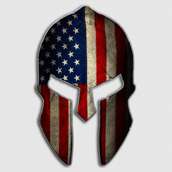 American Flag Spartan Helmet Decal | Military Warrior Stickers