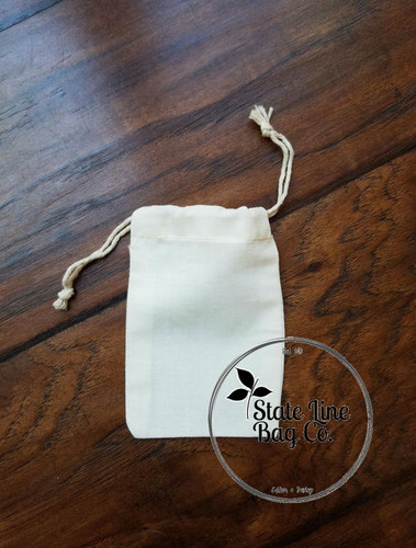 3.25" x 5" Premium Double - Drawstring Cotton Muslin Bag