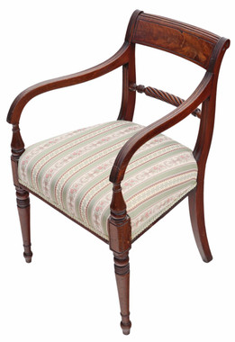 antique georgian regency mahogany office elbow desk chair carver