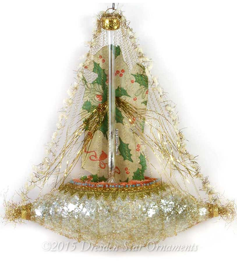 exquisite victorian snow angel on rare large antique glass unsilvered christmas ornaments