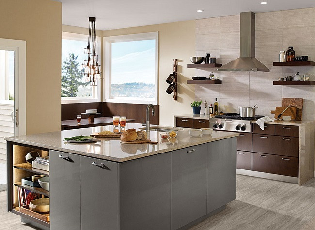 Kraftmaid Kitchen Cabinets - Slab-Veneer (AG7L) High Gloss ...