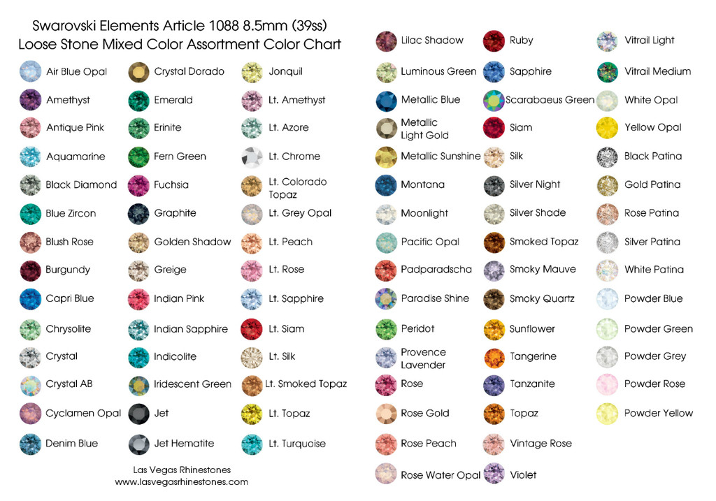 Swarovski Chaton Color Chart Swarovski Chaton Color Chart