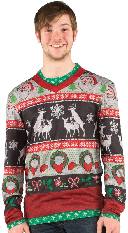 christmas frisky deer sweater faux real christmas nightshirt