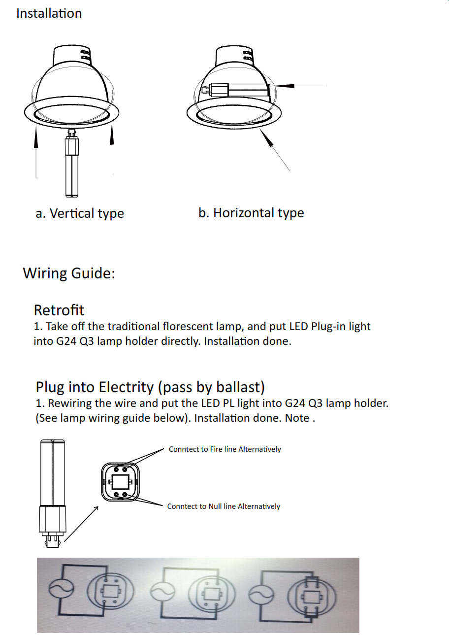 Series VPL LED 4 Pin LED Lamp Direct replacement for G24-Q / G24-D