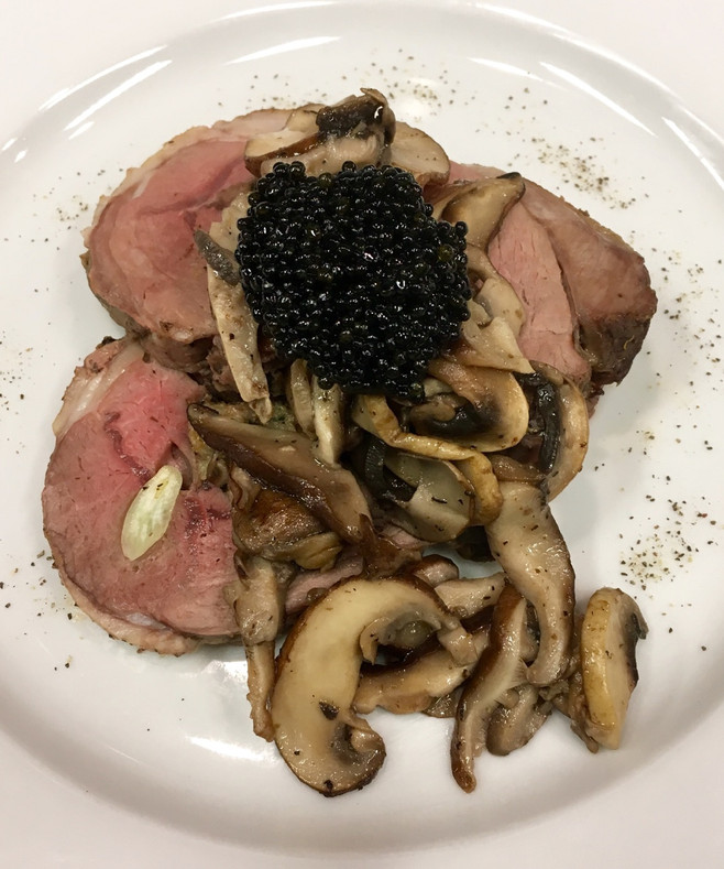 CAVIAR STAR RECIPE #17 - Leg of Lamb with Mushrooms & Hackleback Caviar