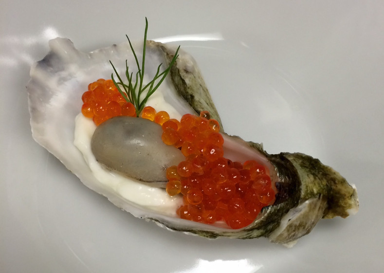 CAVIAR STAR RECIPE #12 - CHAMPAGNE POACHED OYSTERS with SMOKED STEELHEAD CAVIAR