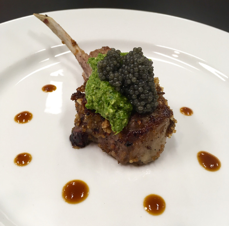 Caviar Star Recipe #20 - Rack of Lamb with Paddlefish Caviar and Arugula Pesto