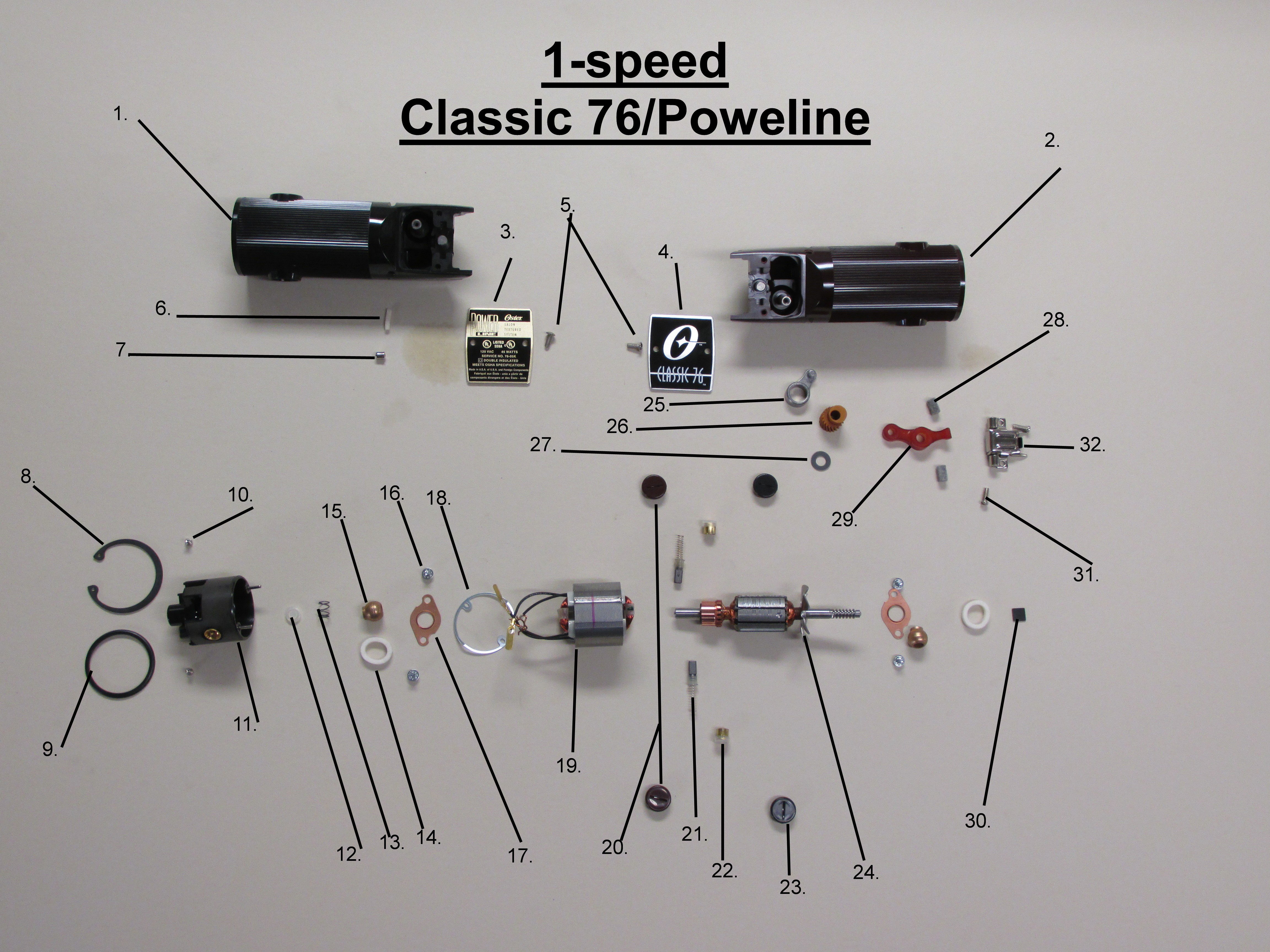 Oster Classic 76 / Powerline Clipper Parts