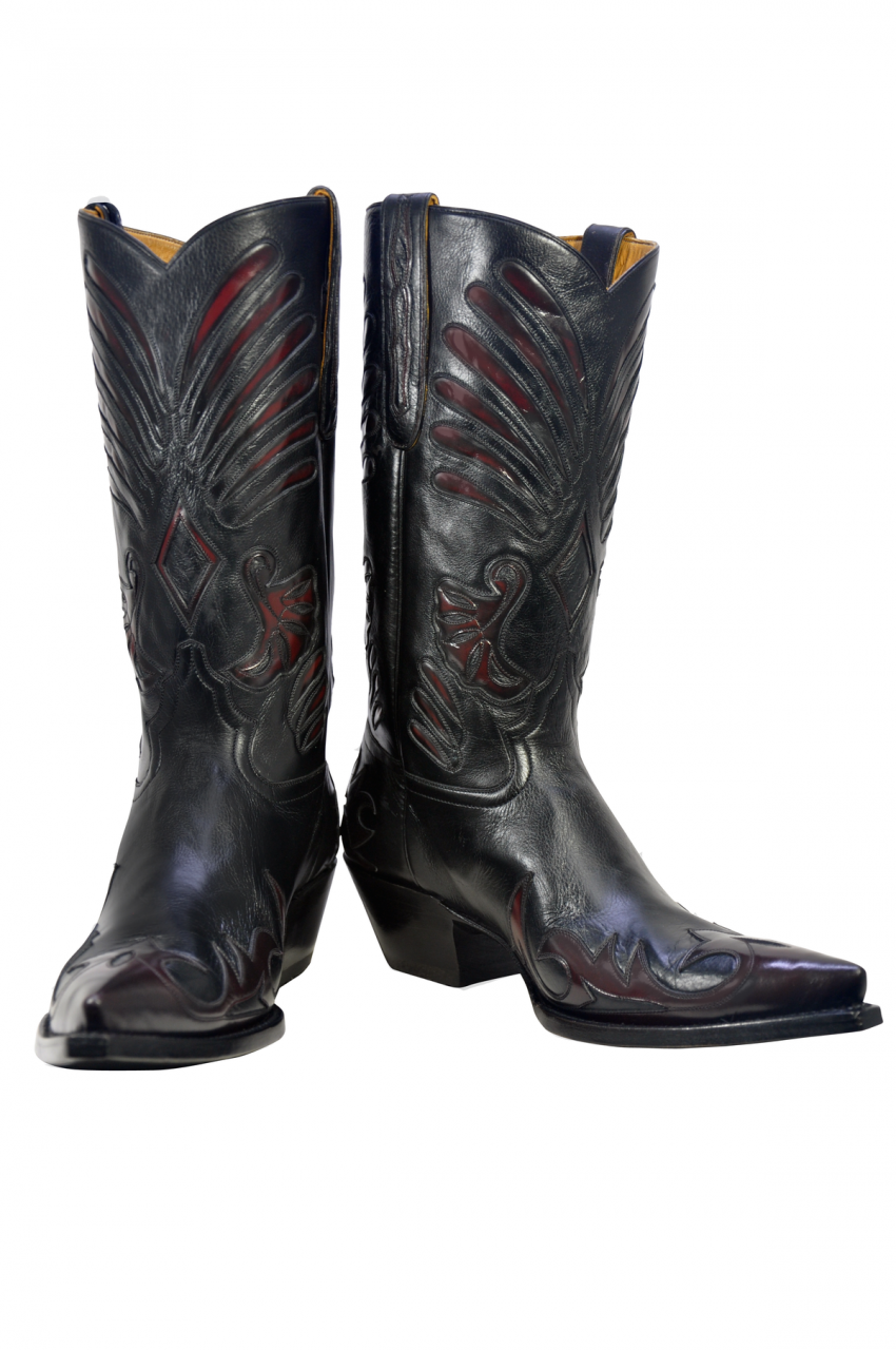 Men's Liberty Boot Co's Lefty Black and Black Cherry Cowboy Boot