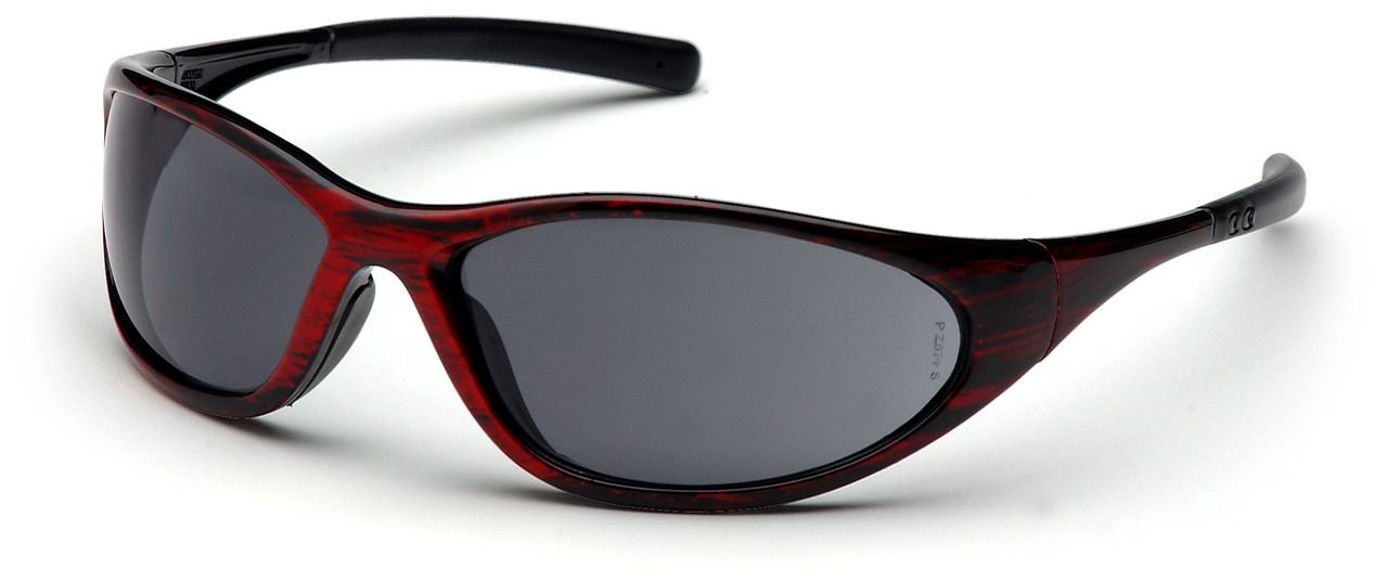 Pyramex SRW3320E Zone II Safety Glasses, Frame: Red Wood ...