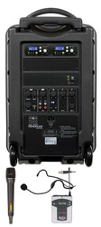 Galaxy Audio GAL10COMBO TV8 AC/Battery-Powered 150 Watt Portable Sound System - Basic System + 1 Handheld System + 1 Fitness Headset Mic System with Beltpack (no CD)