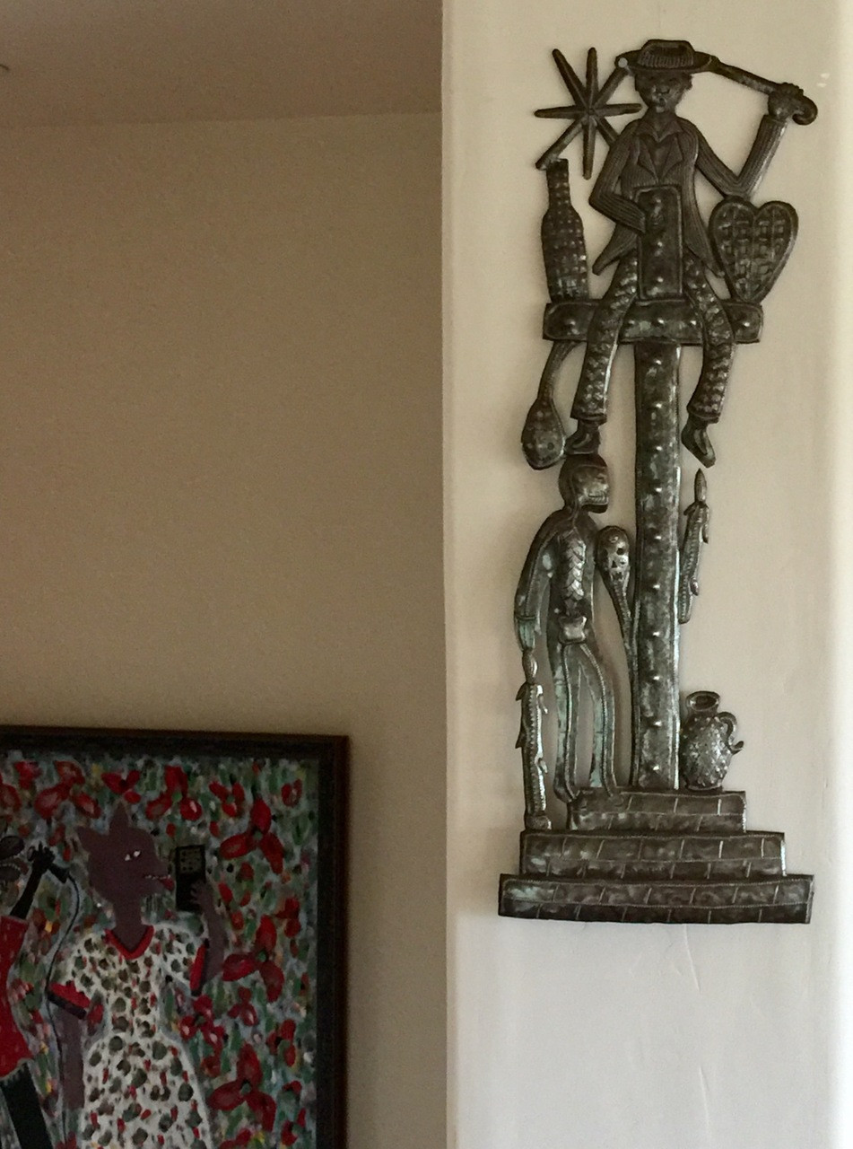 Gede on top of the cross, Haiti Metal Wall Art, Unique handmade decor