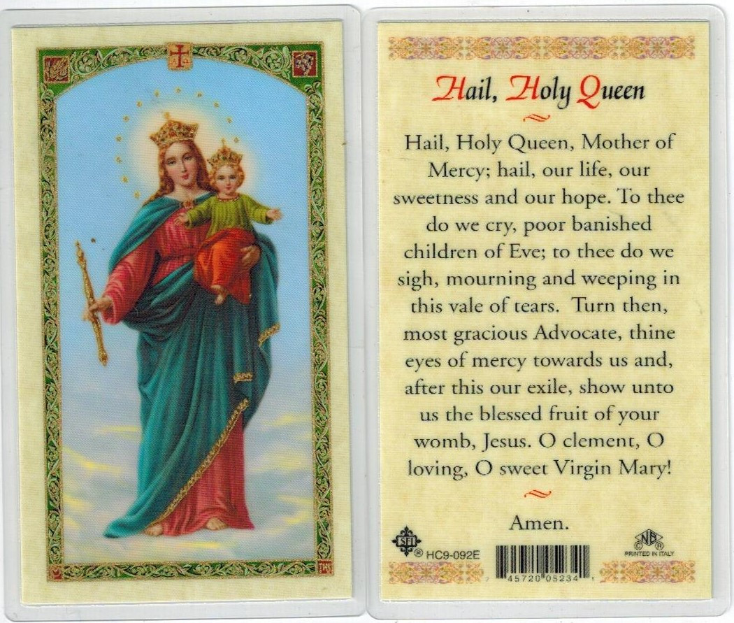 Our Lady of Victory Hail Holy Queen, Laminated prayer card