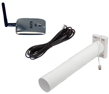 WiFi Adapter with Yagi Antenna Image of WiFi USB Adapter & Antenna