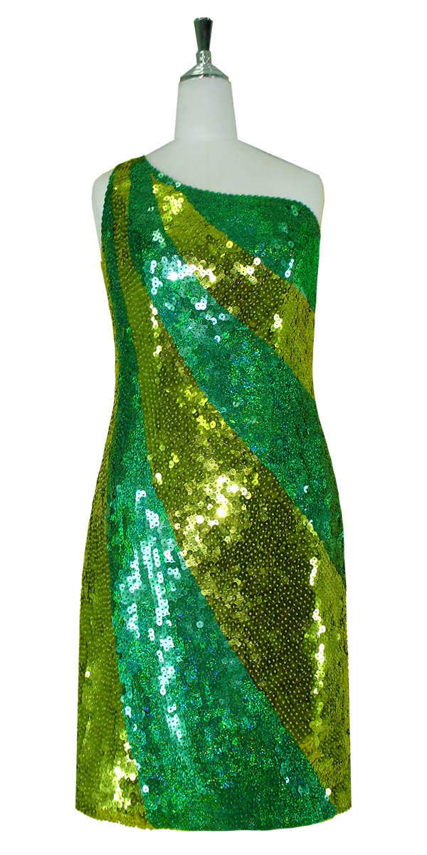 green and gold sequin dress