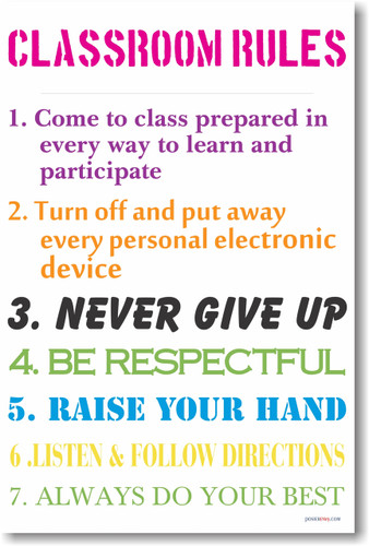 Classroom Rules #12 - NEW Classroom Motivational Poster (cm918)