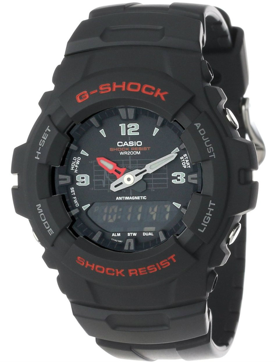 Product Review - Casio G-Shock black chronograph dual display watch G-100-1BVMUR
