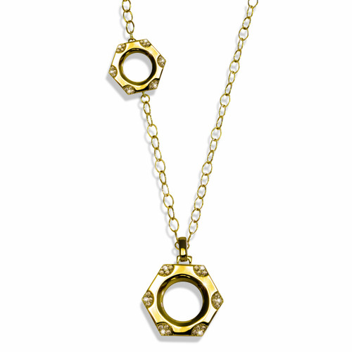 Rocked Nut and Bolt Necklace Gold