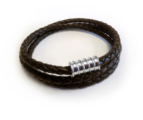 Men Triple Wrap Silver Screw Brown