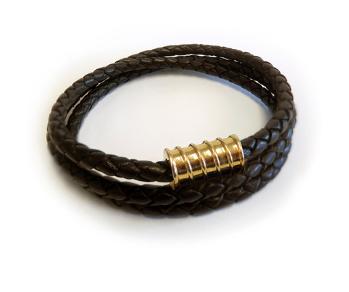 Men Triple Wrap Gold Screw Brown