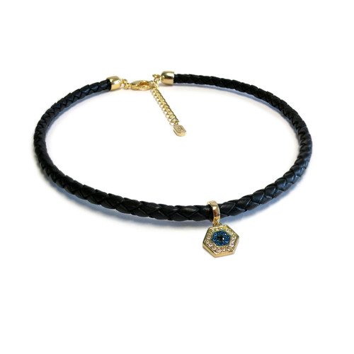 Gold Evil Eye Choker in Black